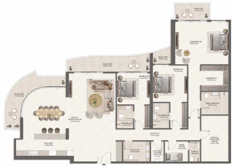 3 bedrooms floor plan