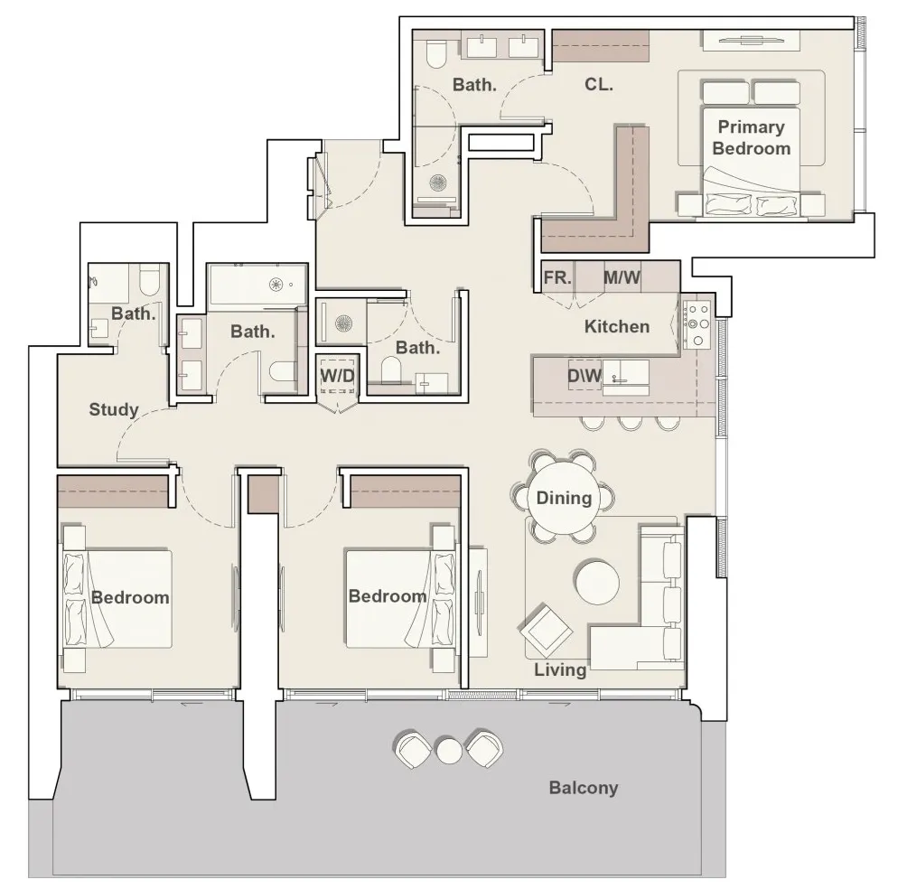 3 bedrooms floor plan