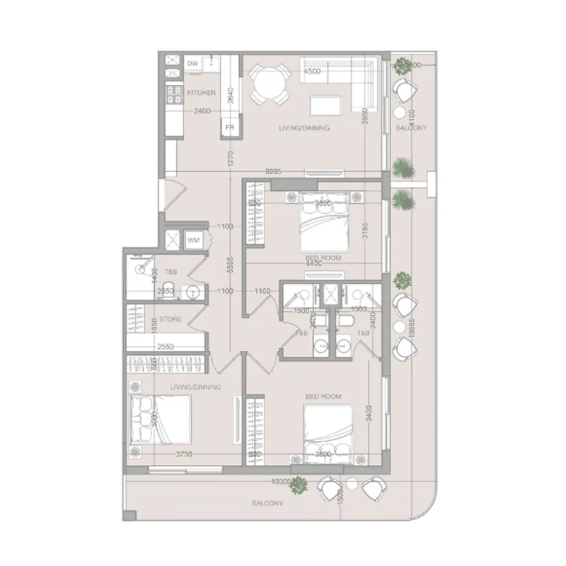 3 bedrooms floor plan