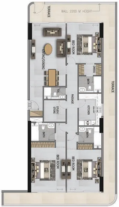 3 bedrooms floor plan