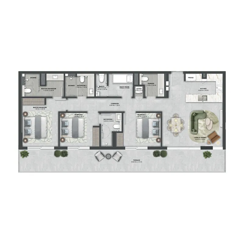 3 bedrooms floor plan