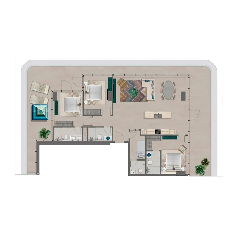 Durar Group Trio Isle 3BR floor plan