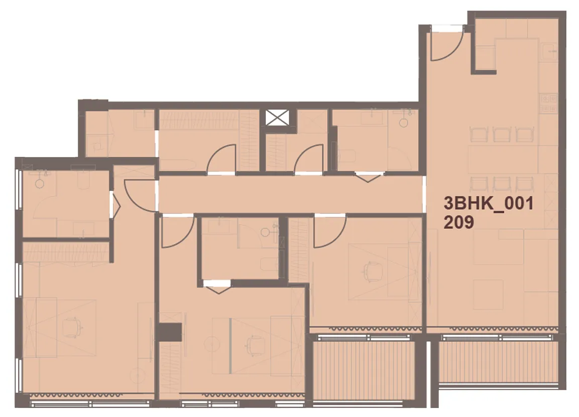 3 bedrooms floor plan