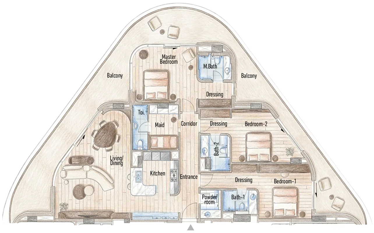 3 bedrooms floor plan