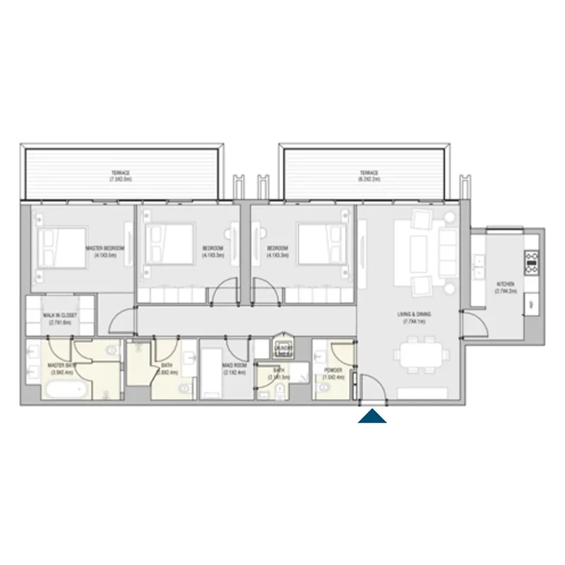 ALAIN Vida Residences Saadiyat Island 3BR floor plan
