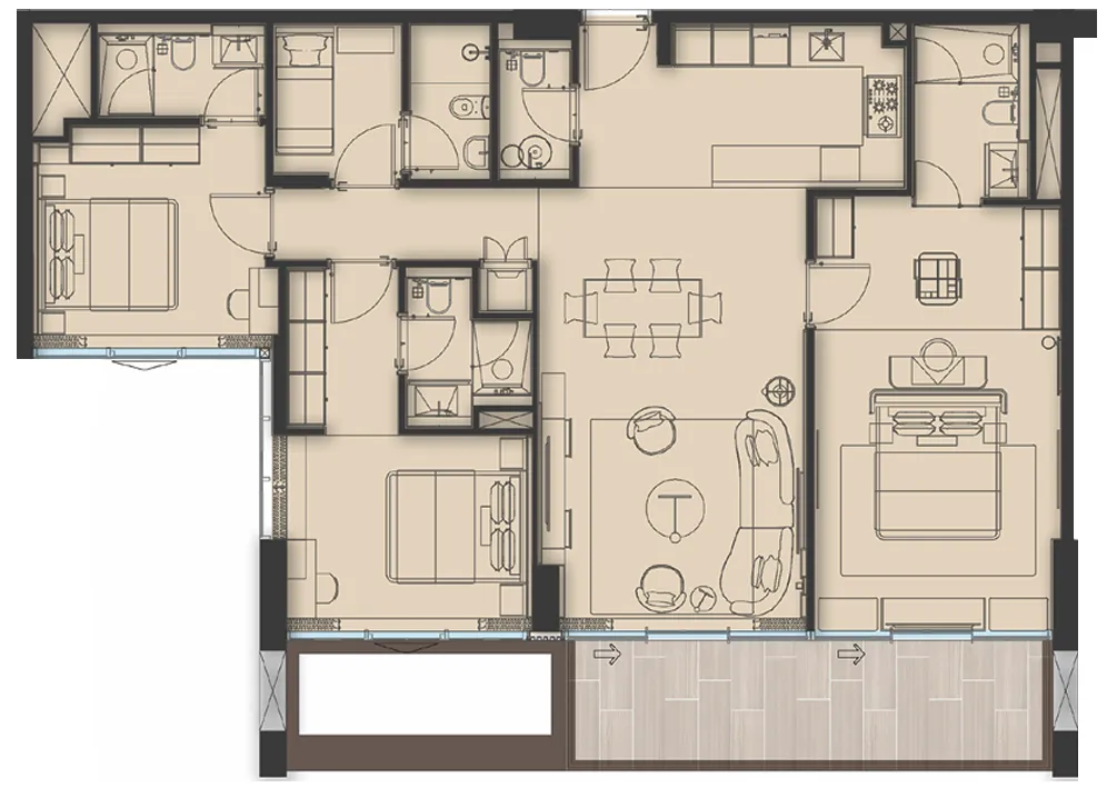 3 bedrooms floor plan