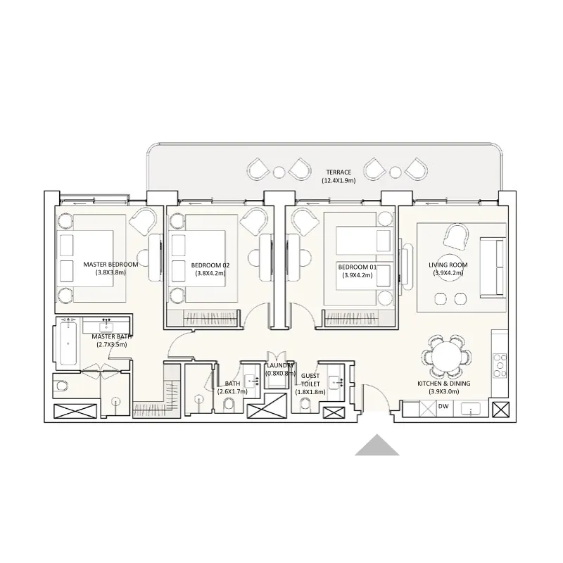 3 bedrooms floor plan