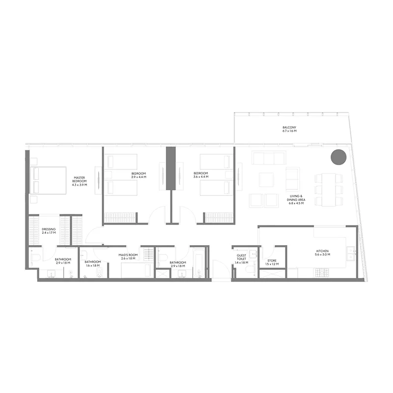3 bedrooms floor plan