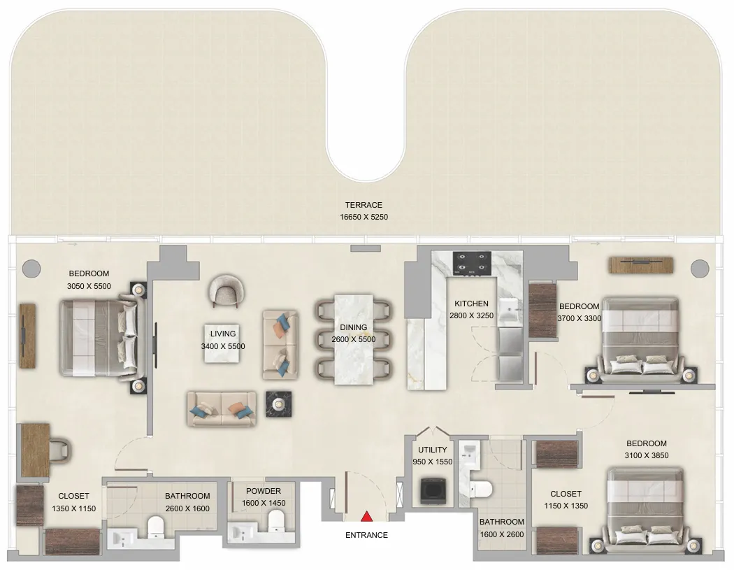 3 bedrooms floor plan