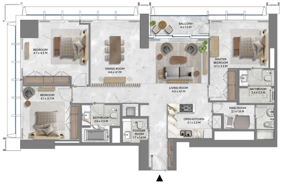 3 bedrooms floor plan