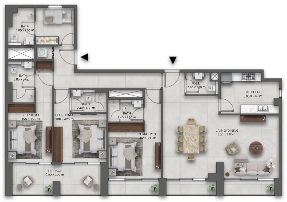 3 bedrooms floor plan