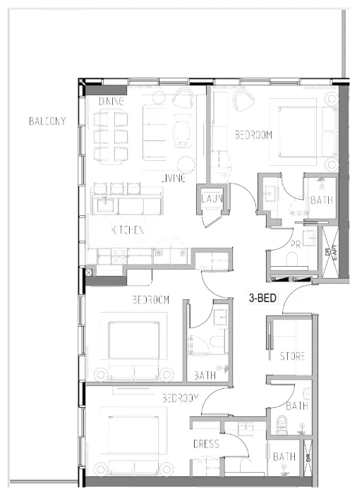 3 bedrooms floor plan