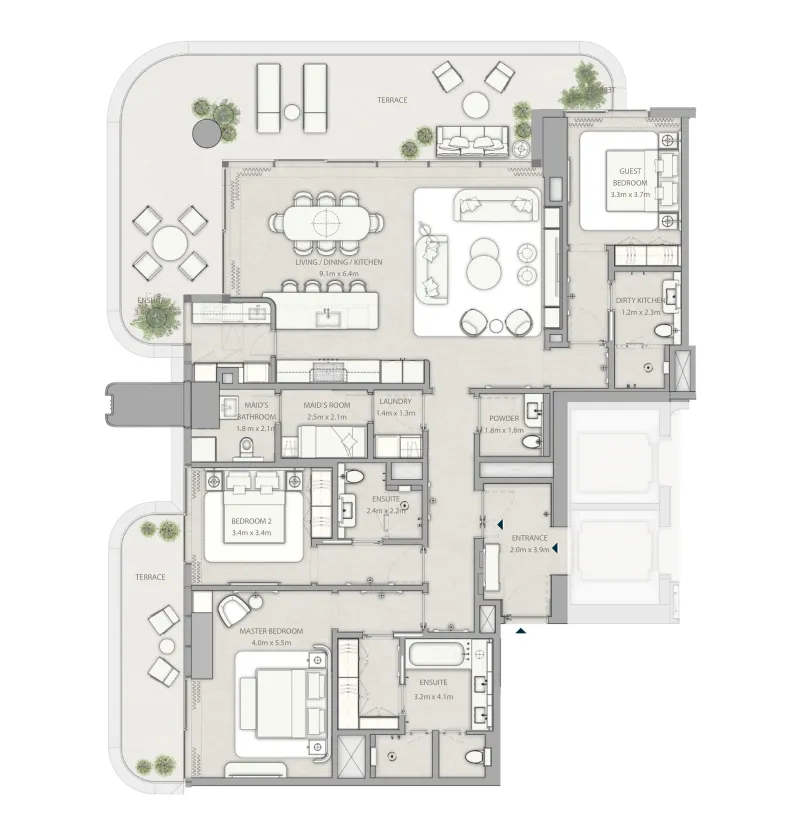 3 bedrooms floor plan