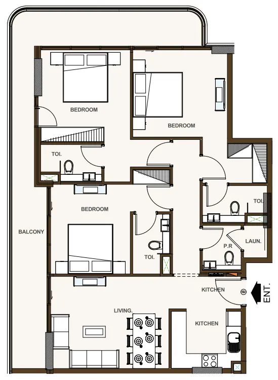 3 bedrooms floor plan