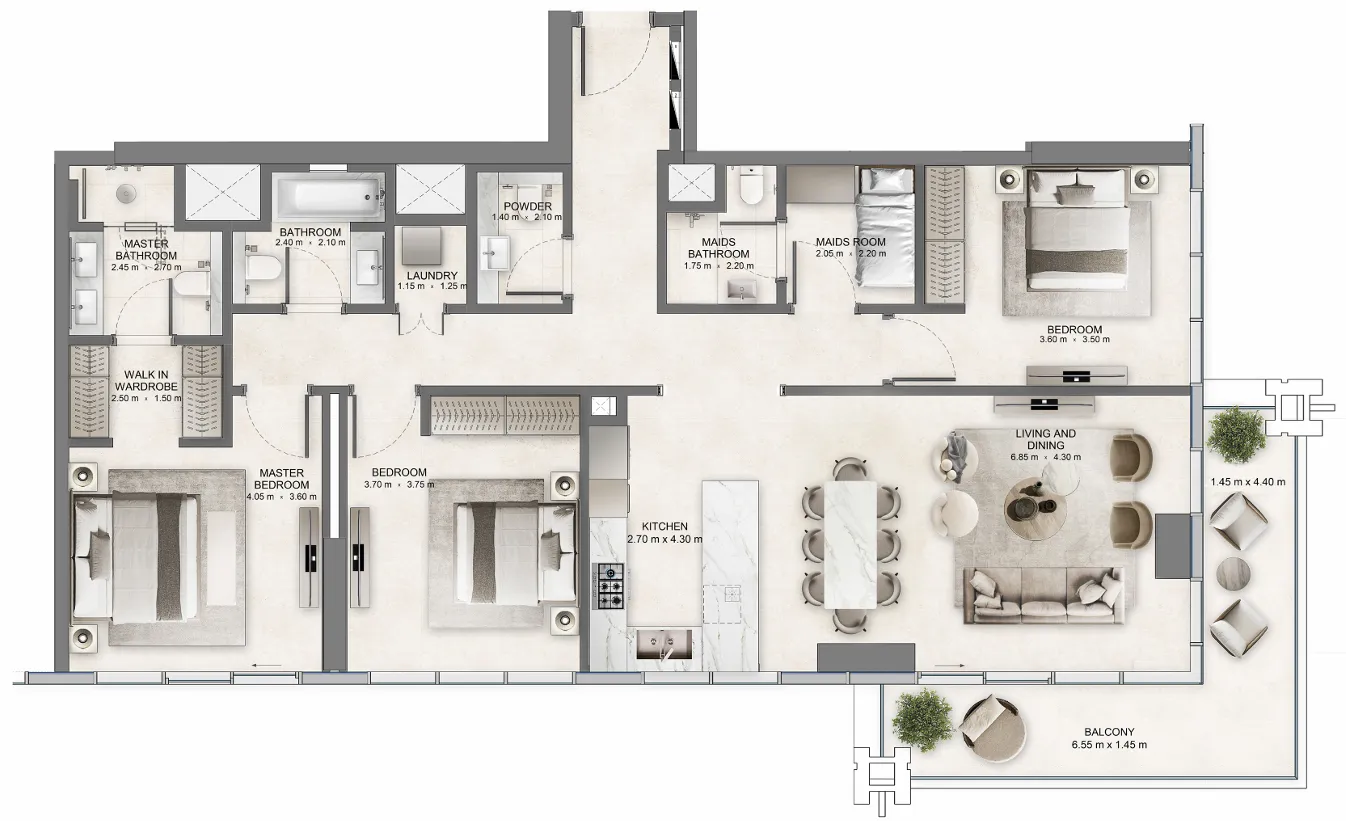 3 bedrooms floor plan