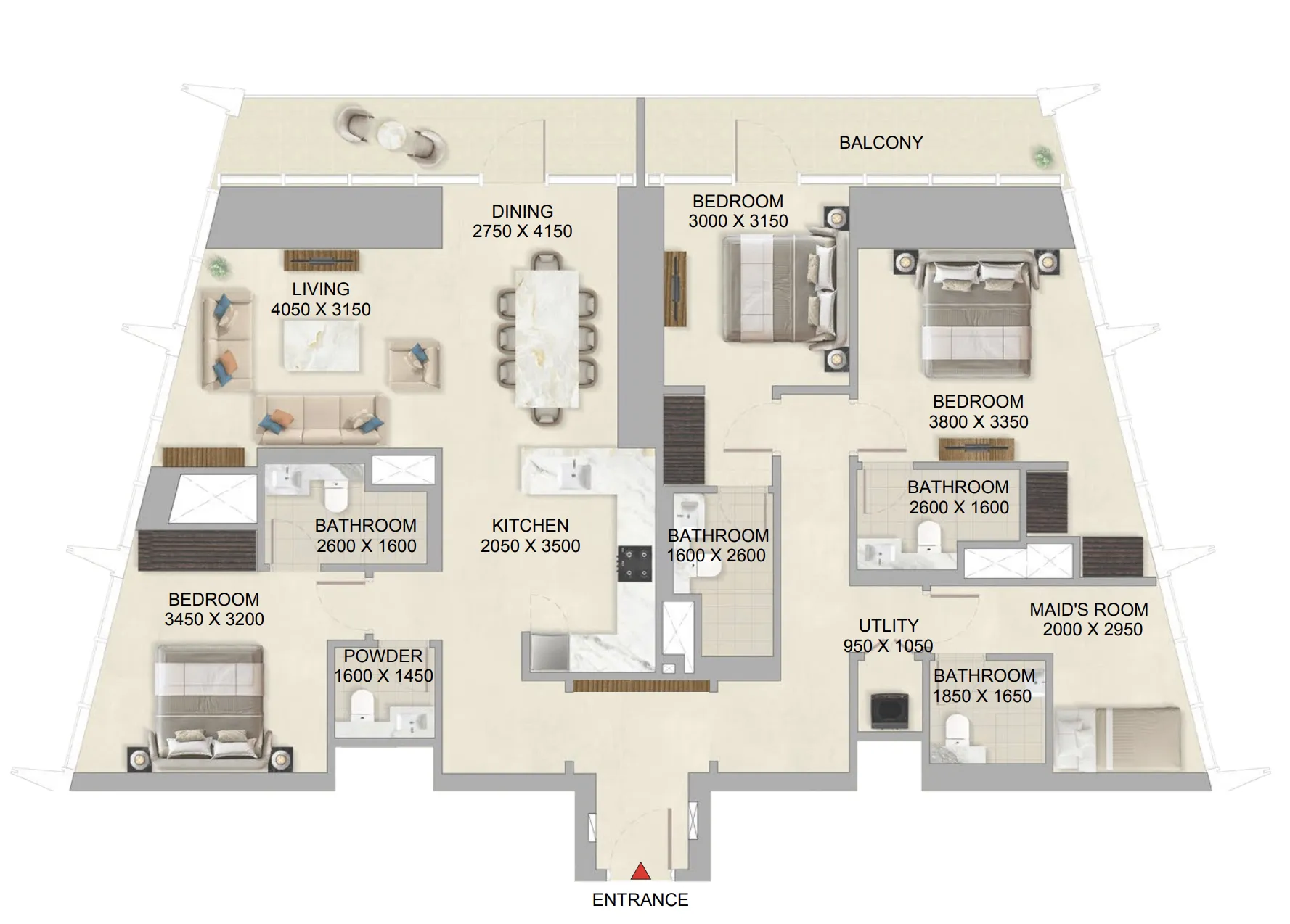 3 bedrooms floor plan