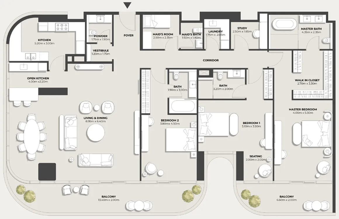 3 bedrooms floor plan