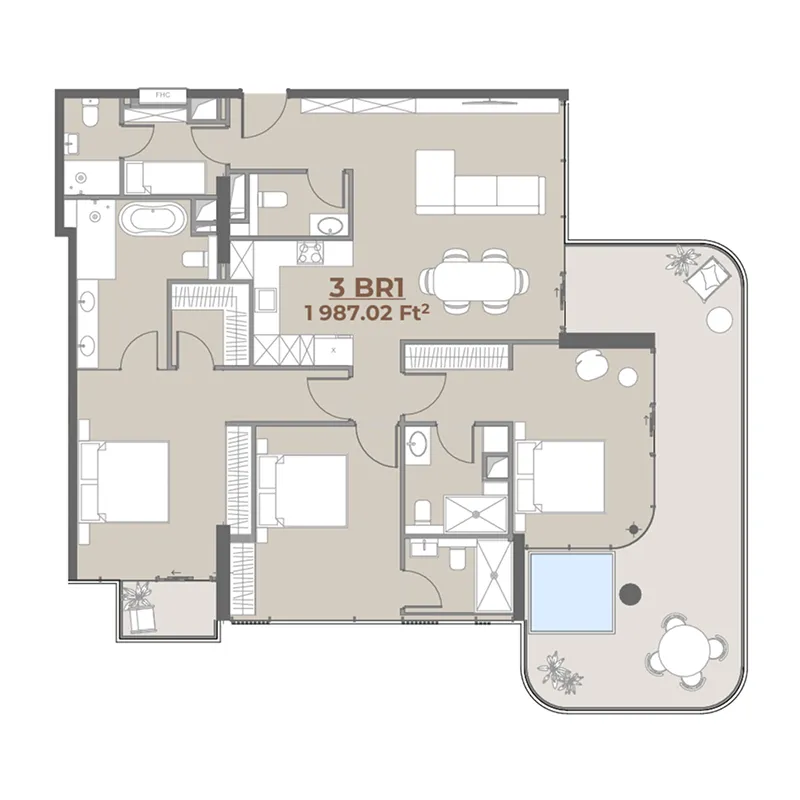 3 bedrooms floor plan