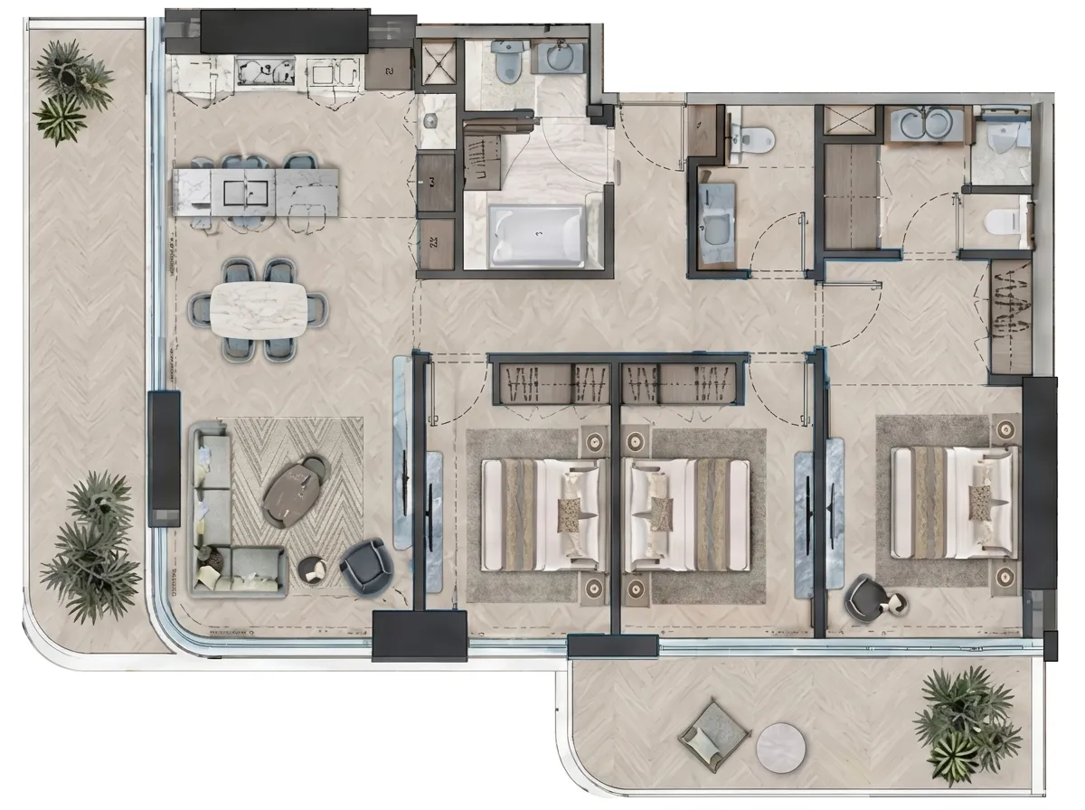 3 bedrooms floor plan