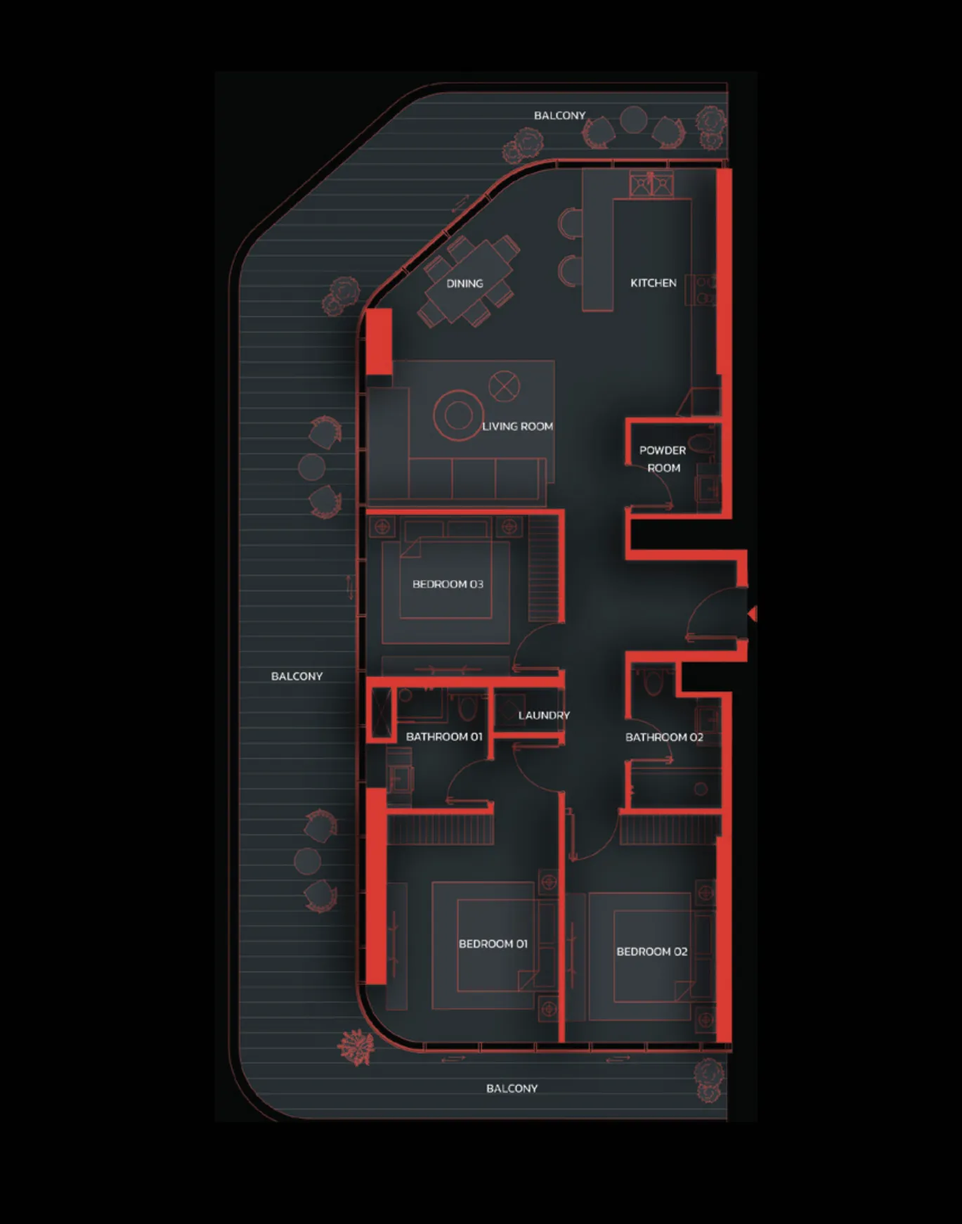 3 bedrooms floor plan