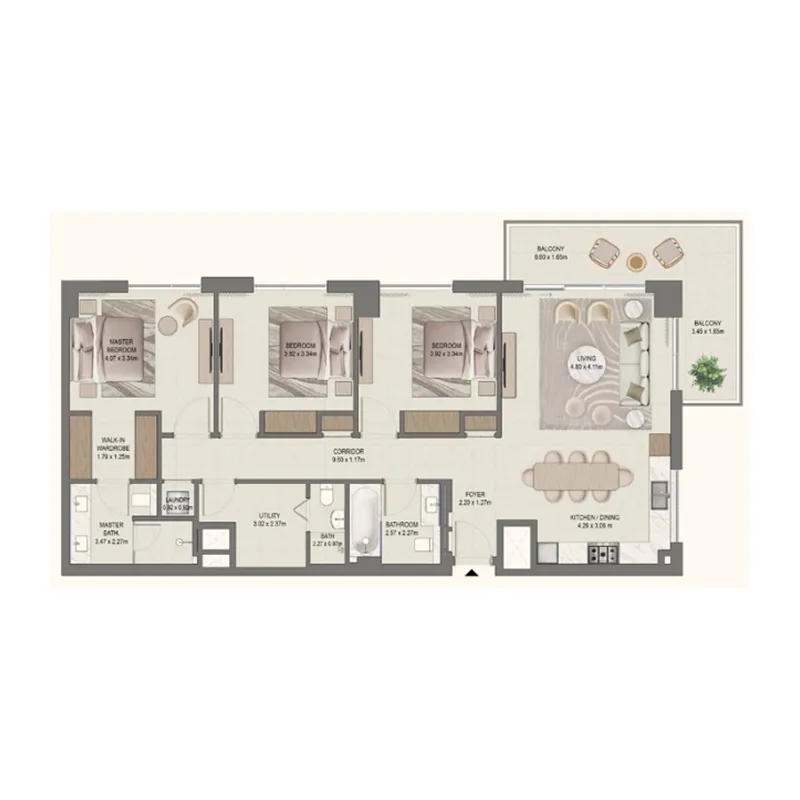 3 bedrooms floor plan