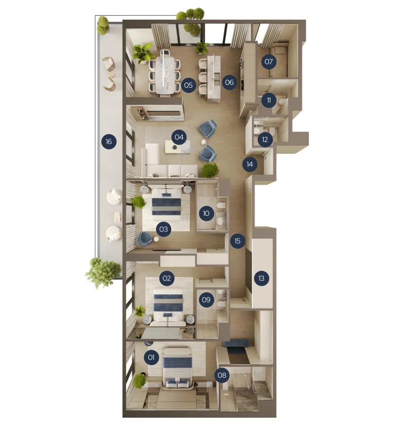3 bedrooms floor plan