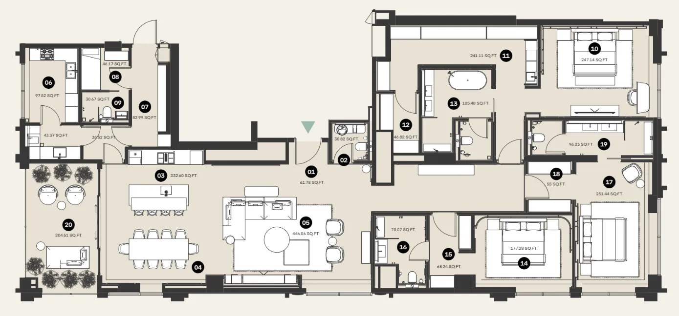 3 bedrooms floor plan