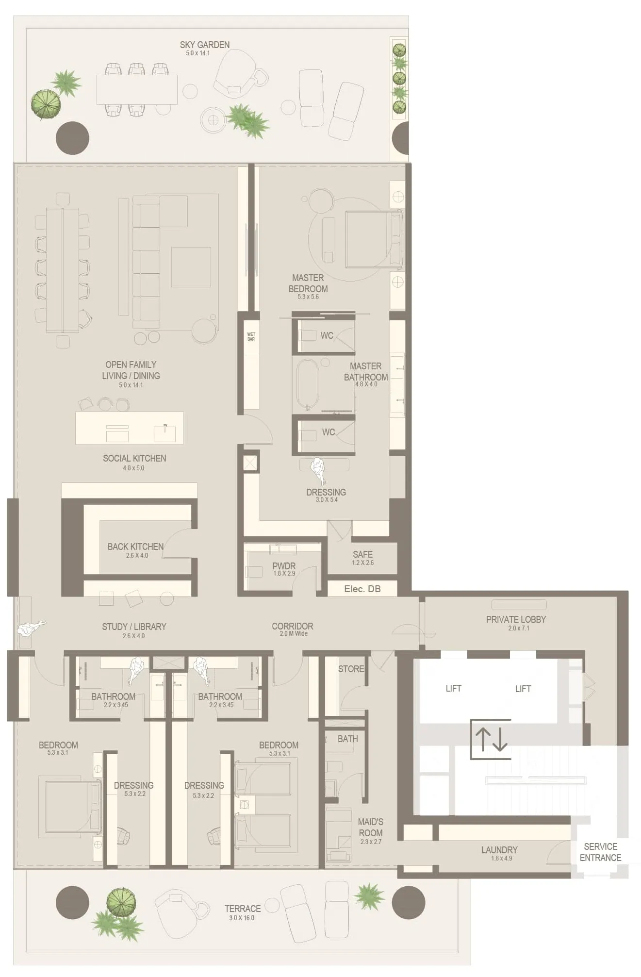 3 bedrooms floor plan