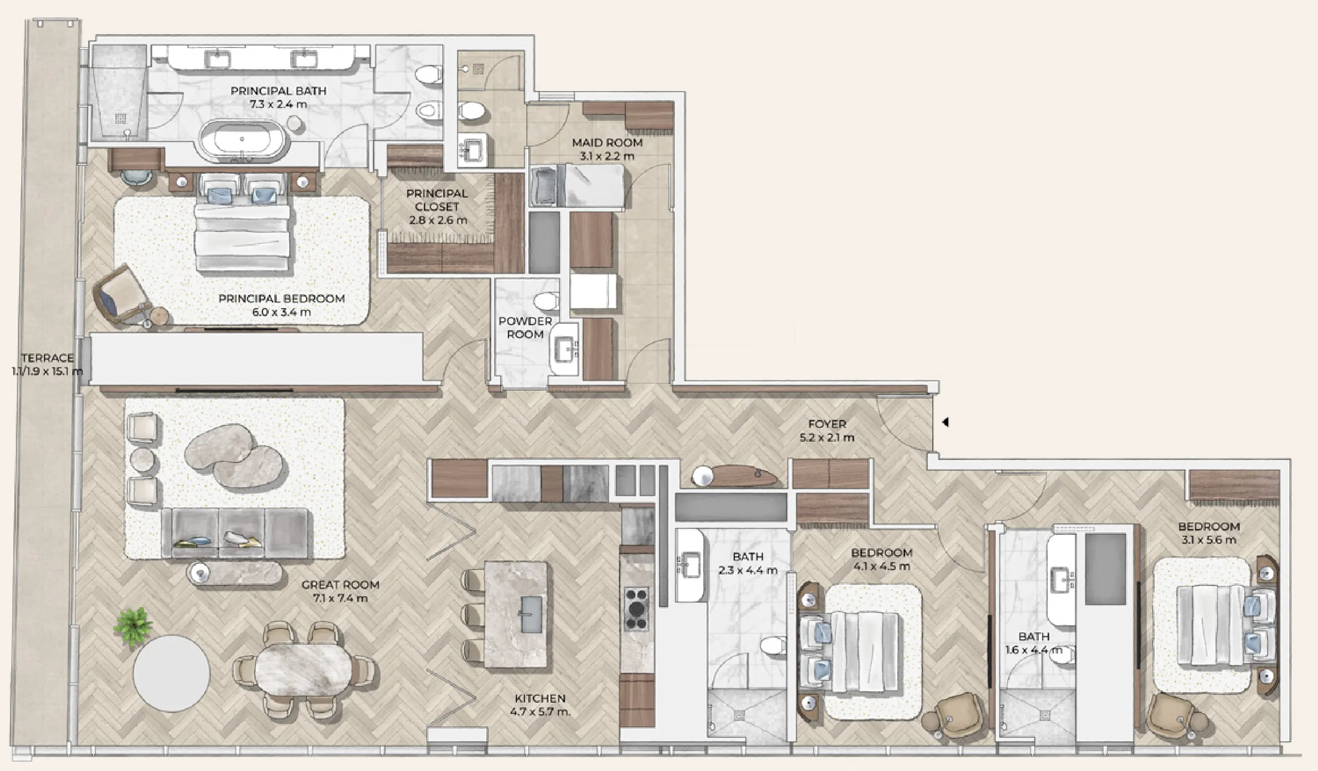 3 bedrooms floor plan