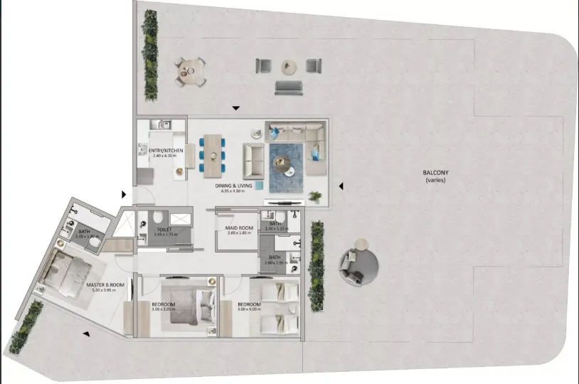 3 bedrooms floor plan