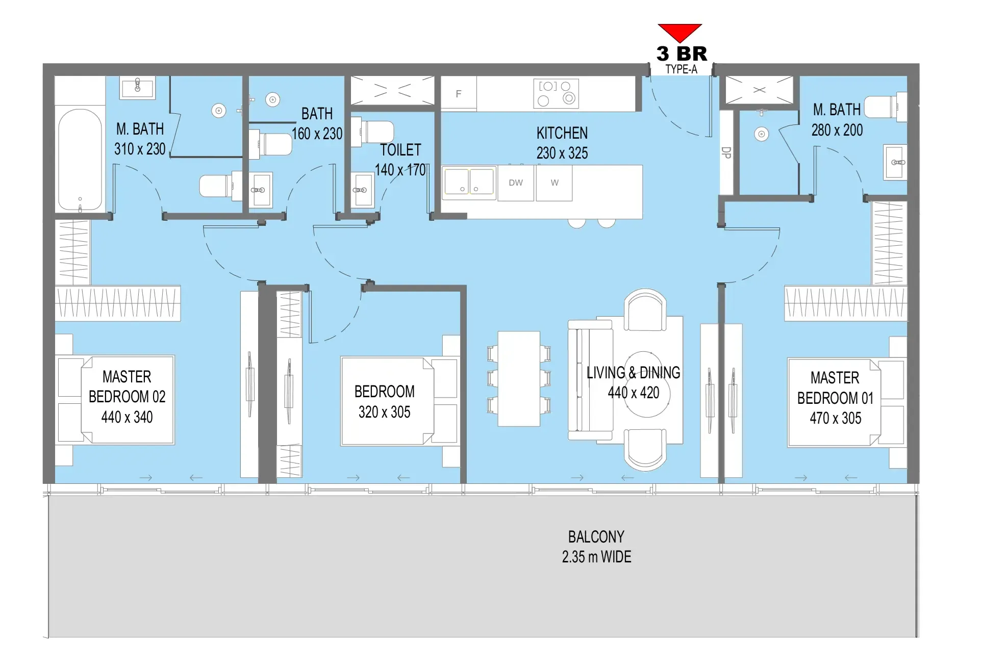 Reportage Properties Sensi 3BR floor plan