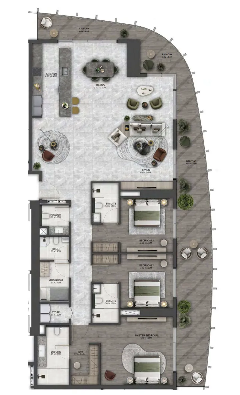 3 bedrooms floor plan