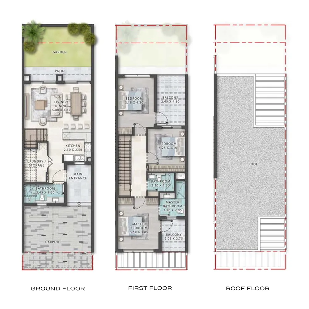3 bedrooms floor plan