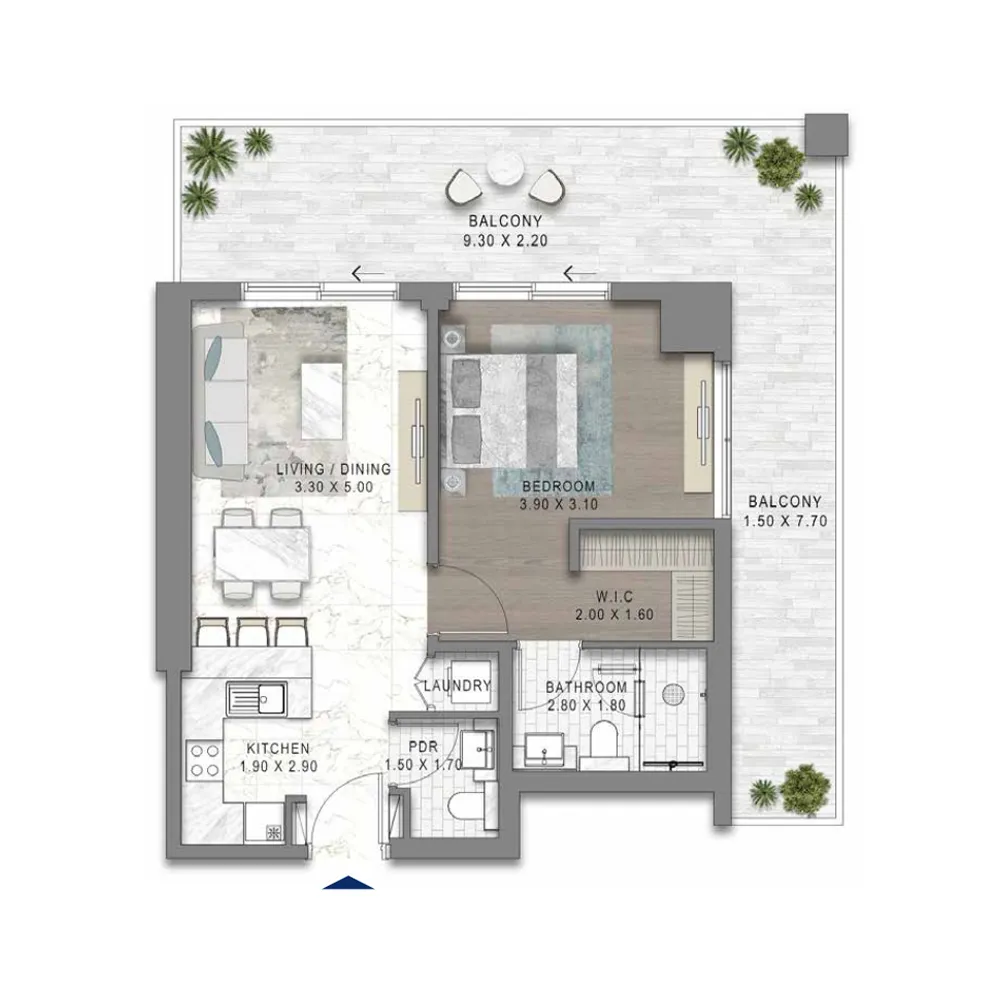 1 bed