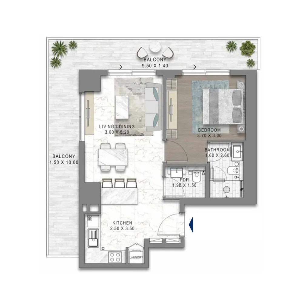 1 bed