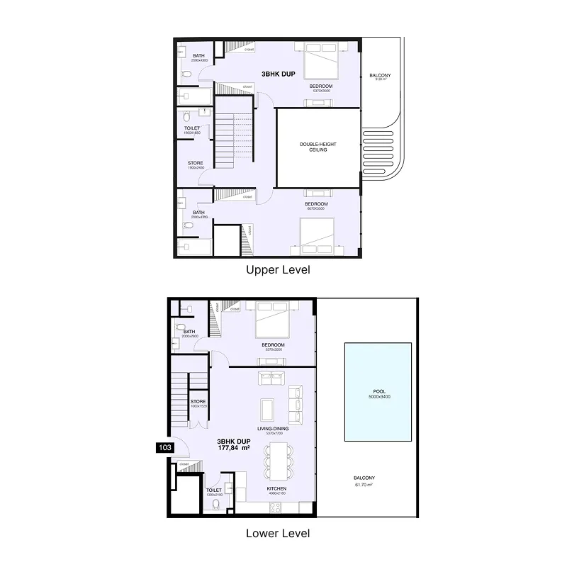 Mr. Eight Development Villa Del Gavi 3BR floor plan