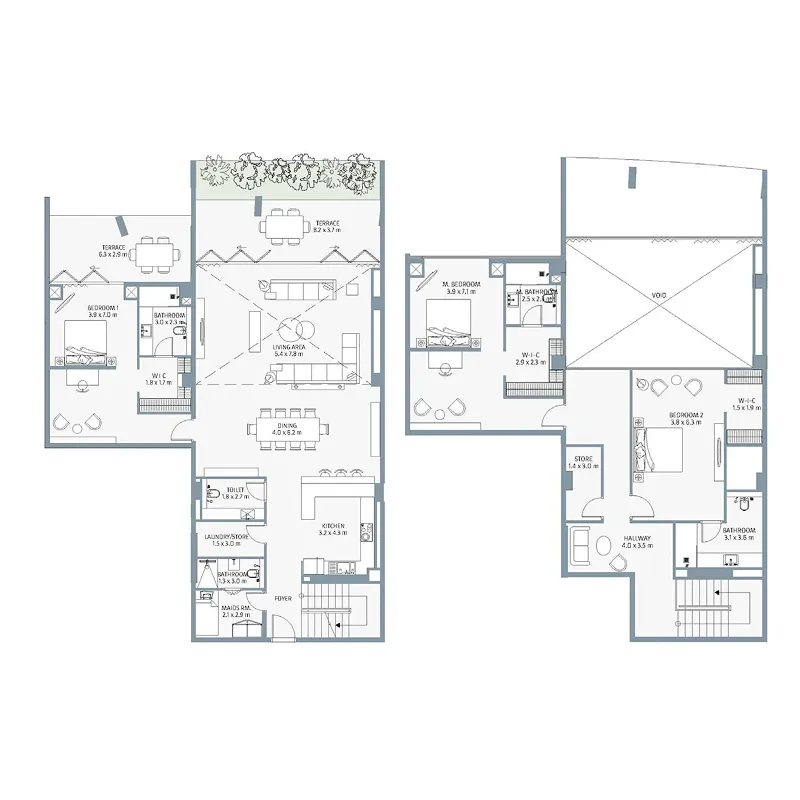 3-bedroom townhouse floor plan