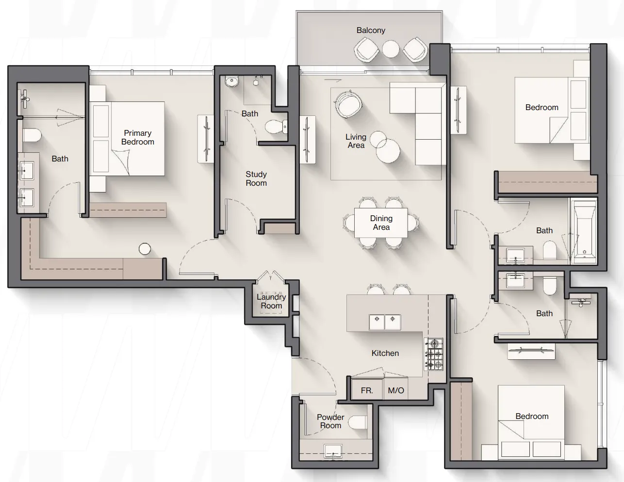 3 bedrooms floor plan