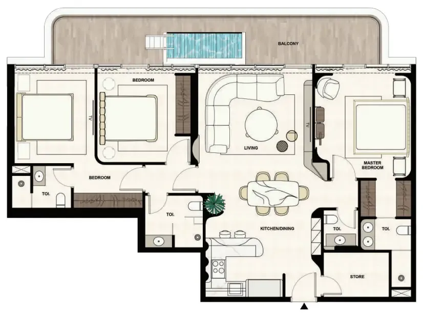 3 bedrooms floor plan