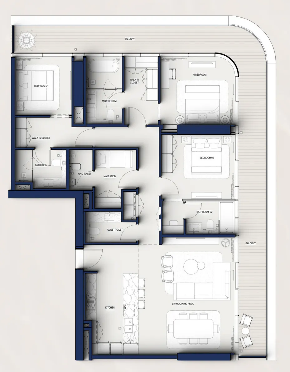 3 bedrooms floor plan
