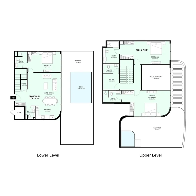 Mr. Eight Development Villa Del Gavi 3BR floor plan