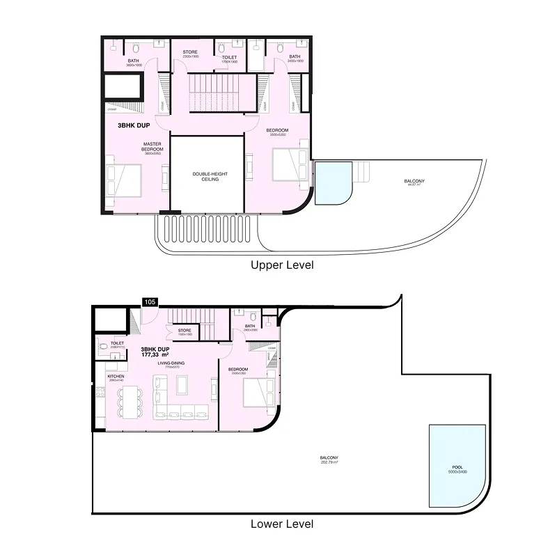 Mr. Eight Development Villa Del Gavi 3BR floor plan