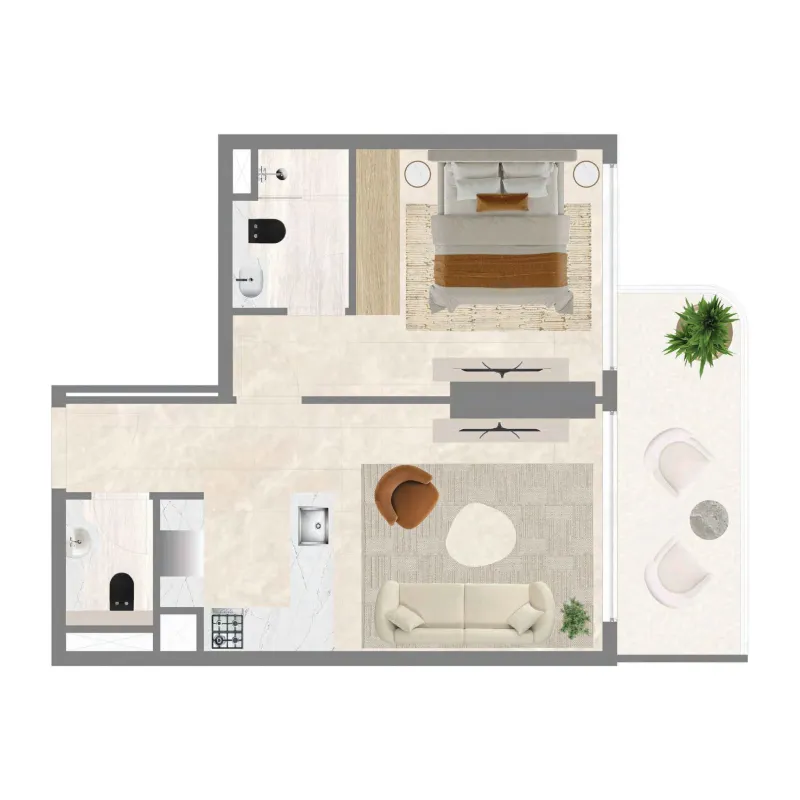 1 bedroom floor plan