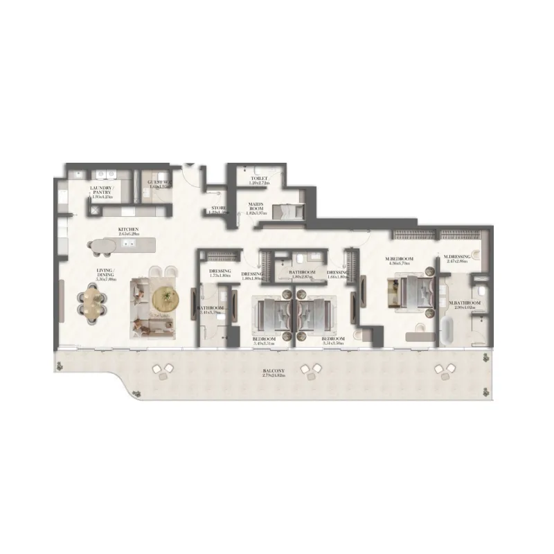 3 bedrooms floor plan