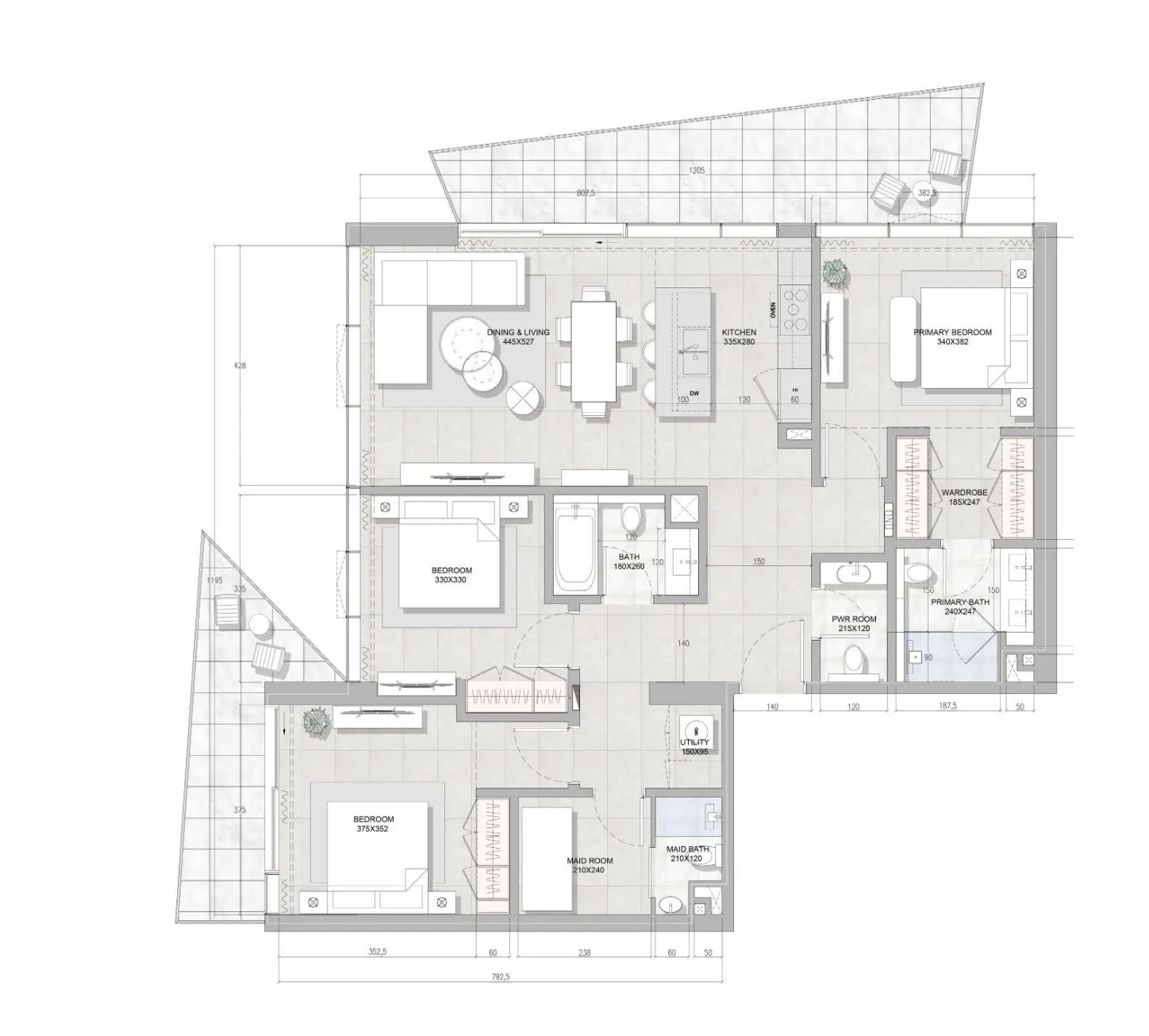 RAK Properties Solera Downtown Mina 3BR floor plan