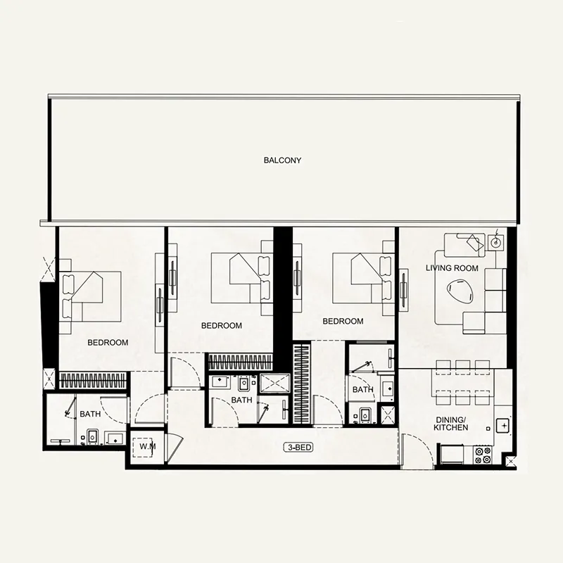 3 bedrooms floor plan