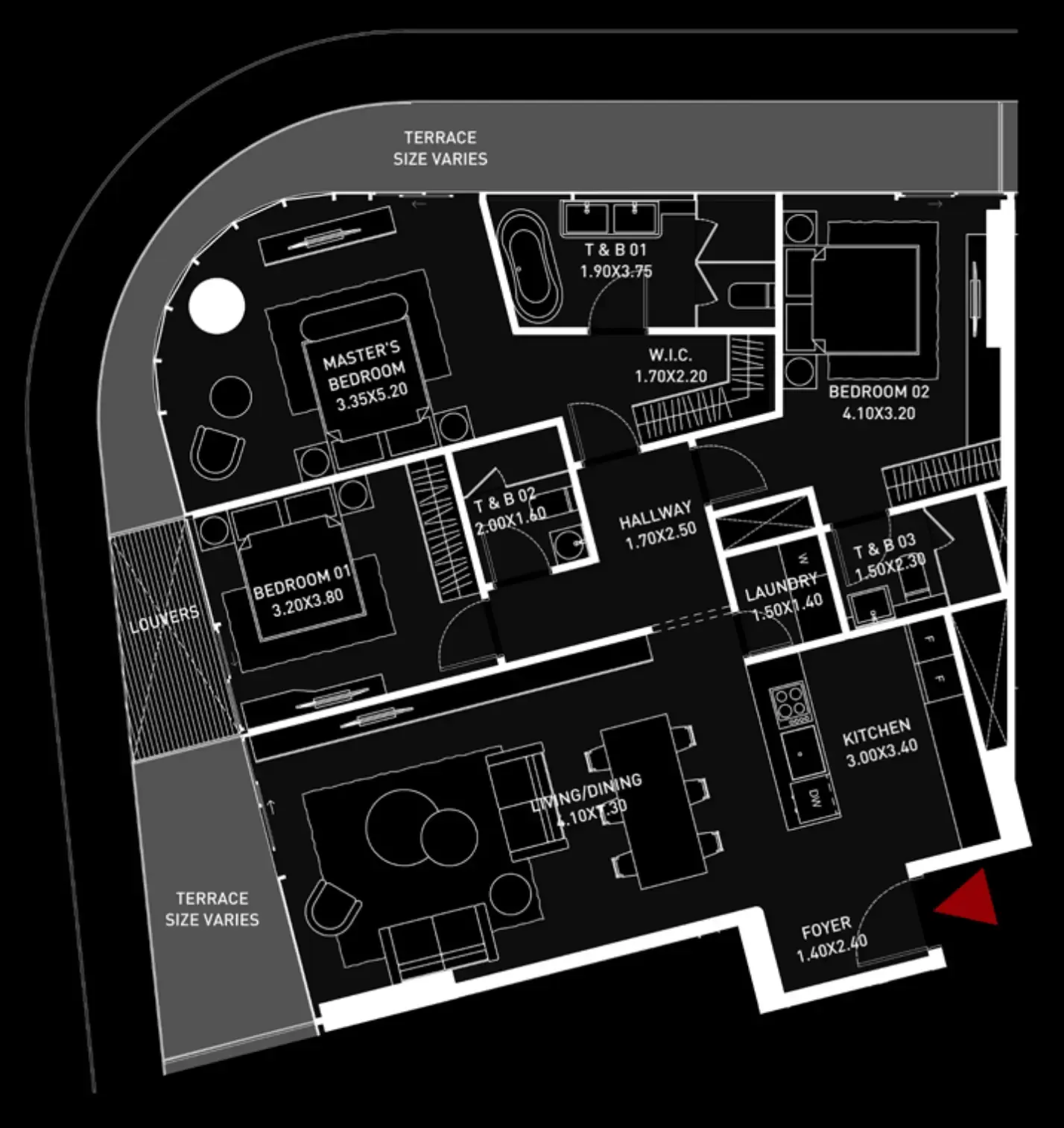 Cosmo Developments Brabus Island 3BR floor plan