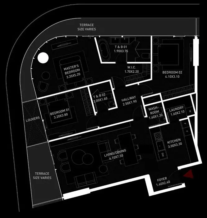 Cosmo Developments Brabus Island 3BR floor plan