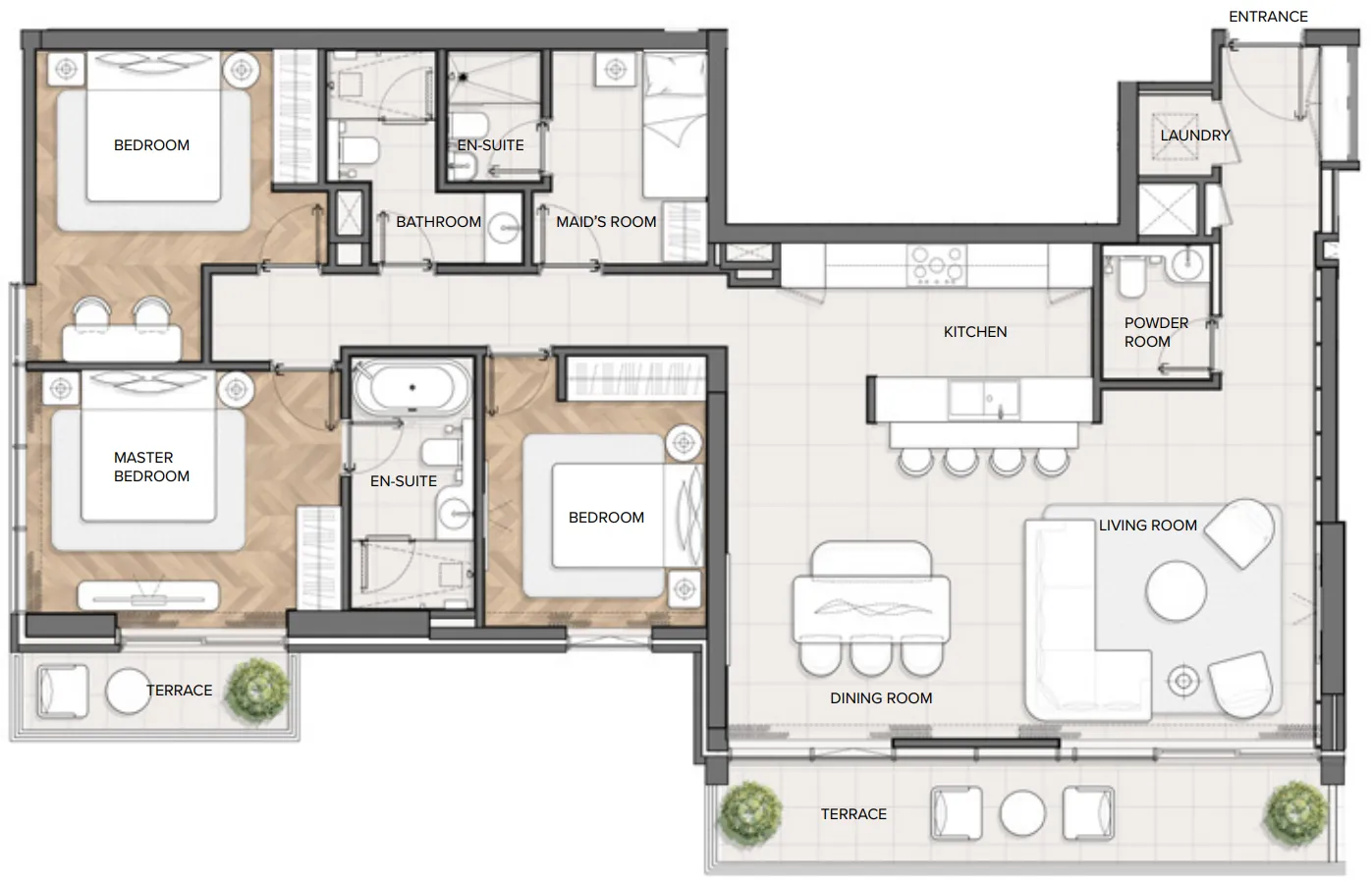 3 bedrooms floor plan