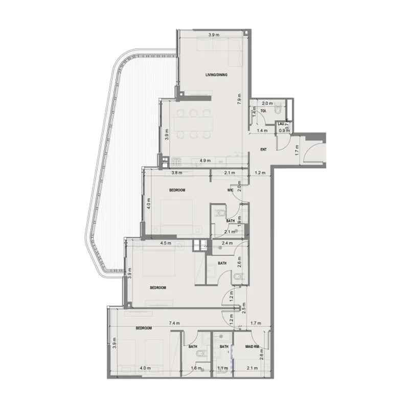 3 bedrooms floor plan